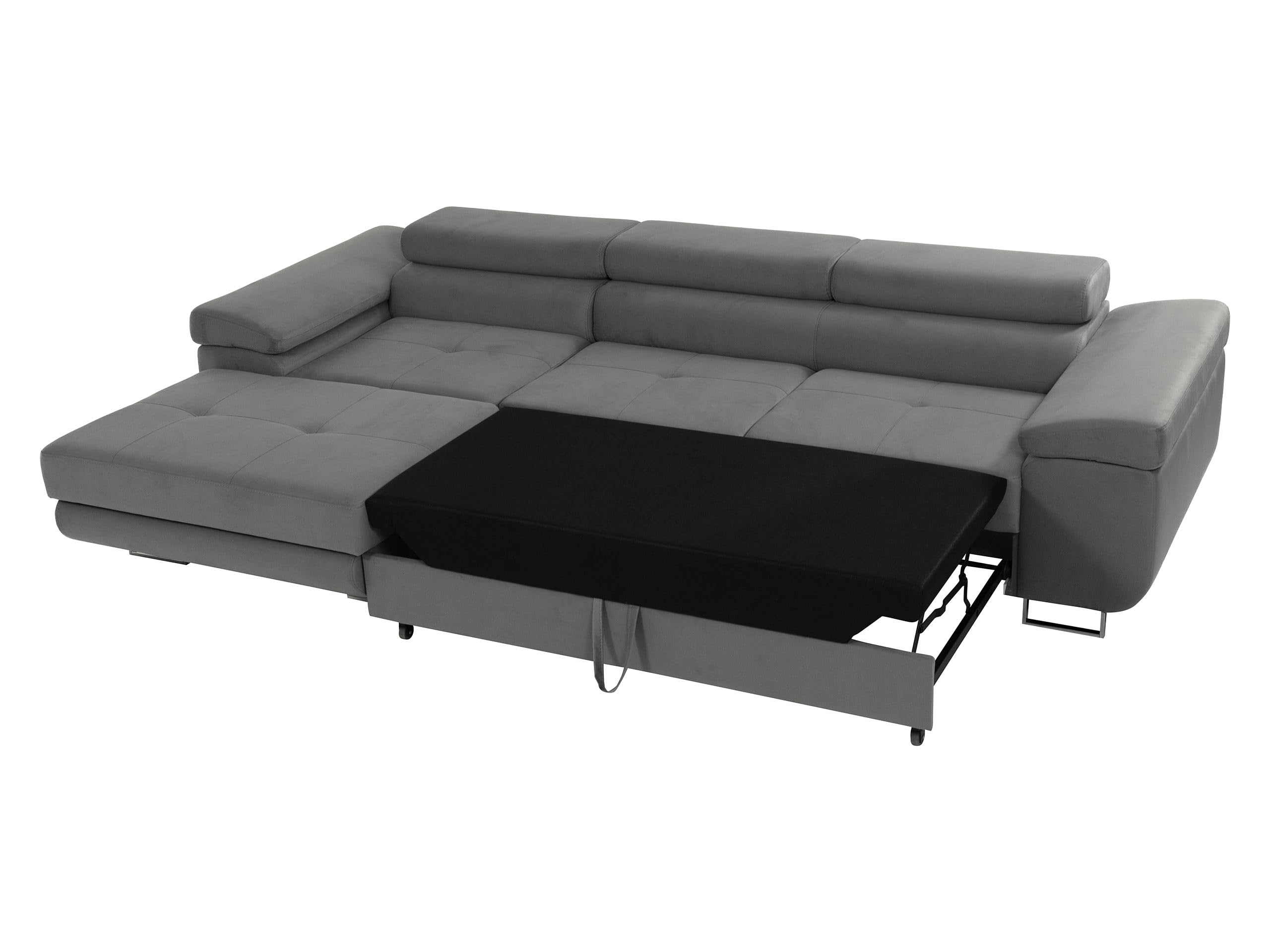 Mirjan24 Ecksofa Torezio Mini mit Bettkasten, Einstellbare Kopfstützen, Bequeme Polsterung, Eckcouch mit Schlaffunktion für Wohnzimmer L-Form Couch mit Bettfunktion (Margo 227.09, Seite: Rechts)