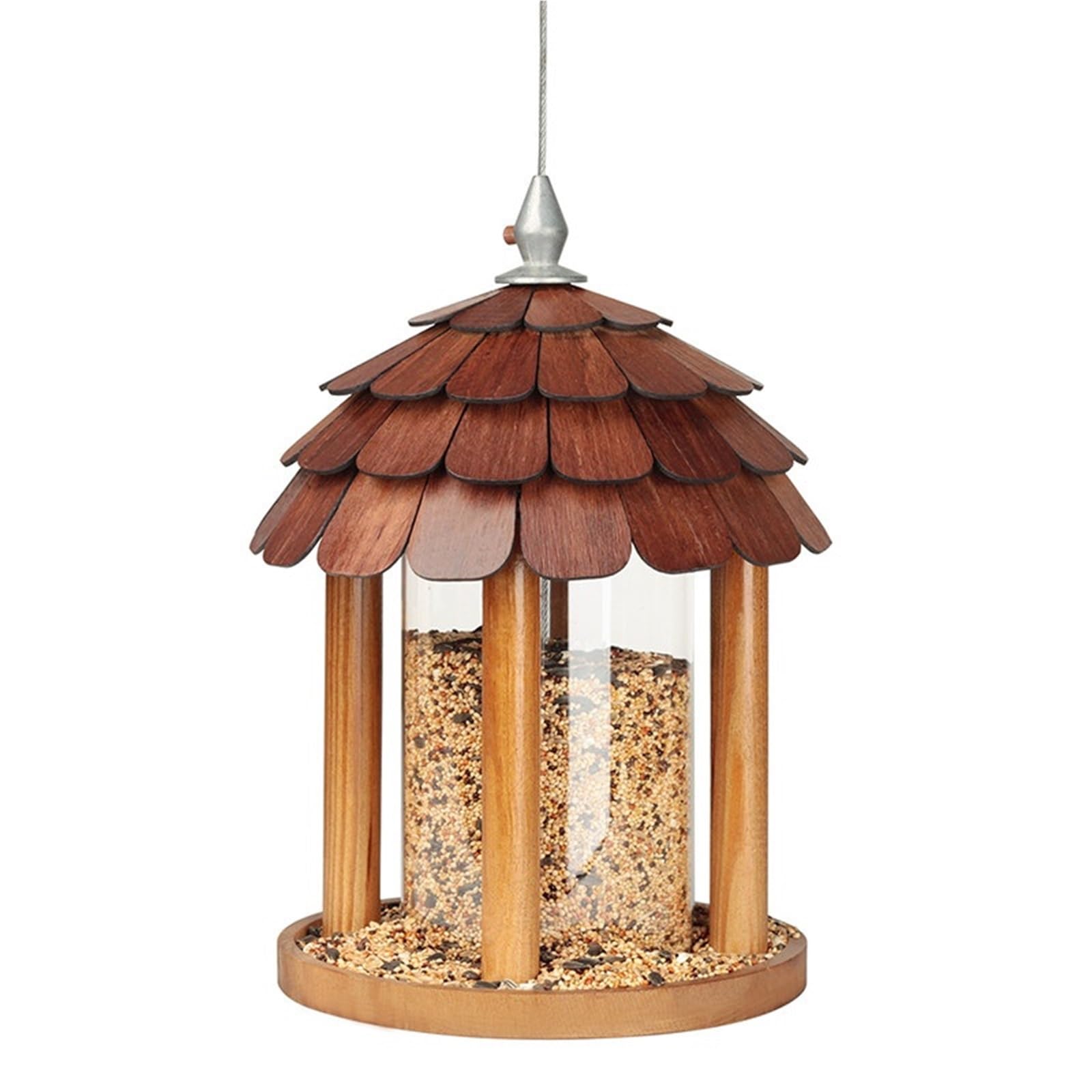 Holz-Vogelfutterstation for den Außenbereich, Vogelbeobachtungs-Fütterungsgerät for Wildvögel, schützt und füttert Vögel im Garten der Villa im Innenhof