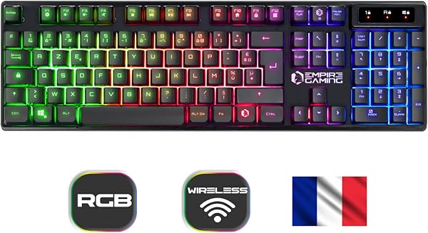 Empire Gaming - Armor RF800 AZERTY Wireless Rechargeable RGB Gaming Keyboard with Mouse Pad - 2.4G Keyboard - 4800 DPI Mouse - 1