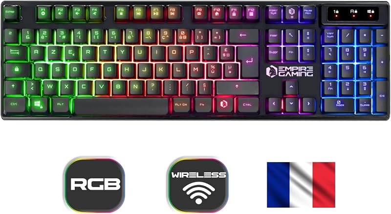 Empire Gaming - Armor RF800 AZERTY Wireless Rechargeable RGB Gaming Keyboard with Mouse Pad - 2.4G Keyboard - 4800 DPI Mouse 