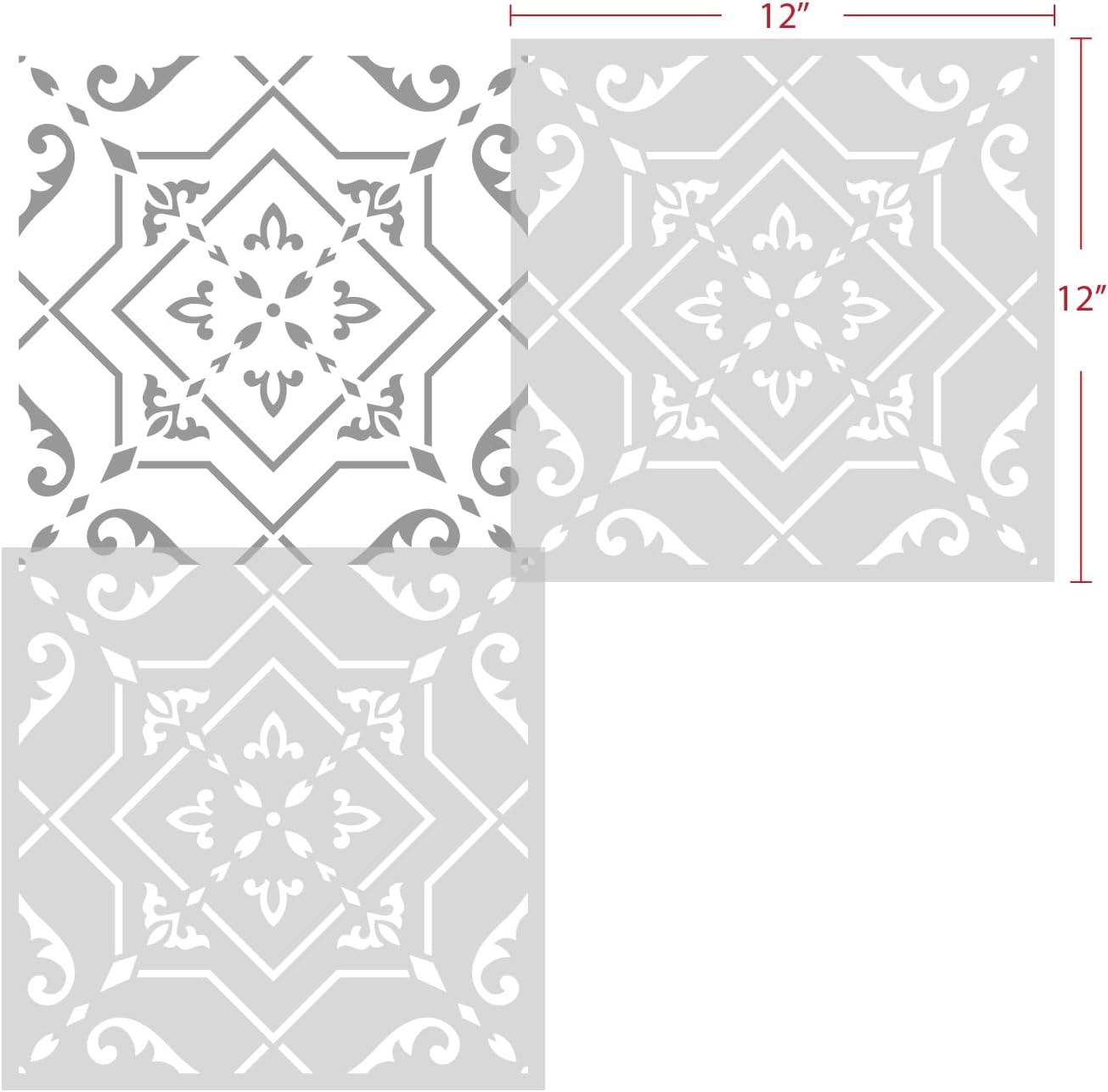 GSS Designs Reusable Tile Stencils 12 x 12 Inch Wall Stencils for Painting (Style 8, 12'' x 12 '')