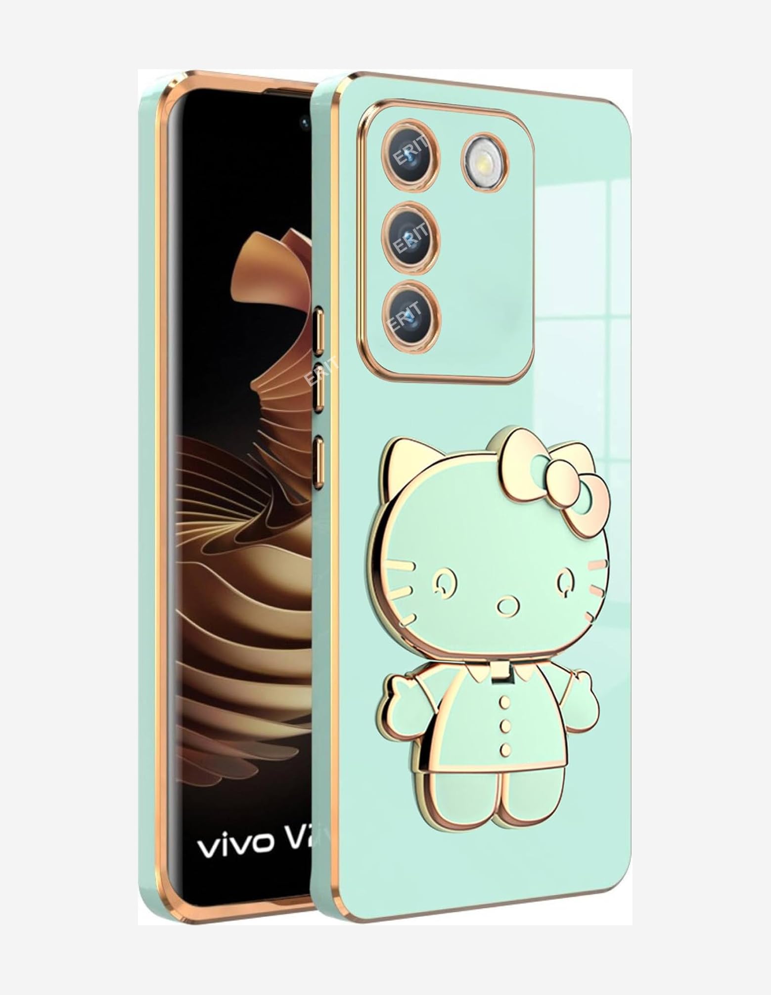 ERIT ® 3D Back Cases and Covers Compatible for Vivo T3 5G & Y200E Kitty with Stand and Mirror | Camera Protection | Anti-Slip | Folding Stand - Mint (B0D2P2GPN6) Amazon Price History, Amazon Price Tracker
