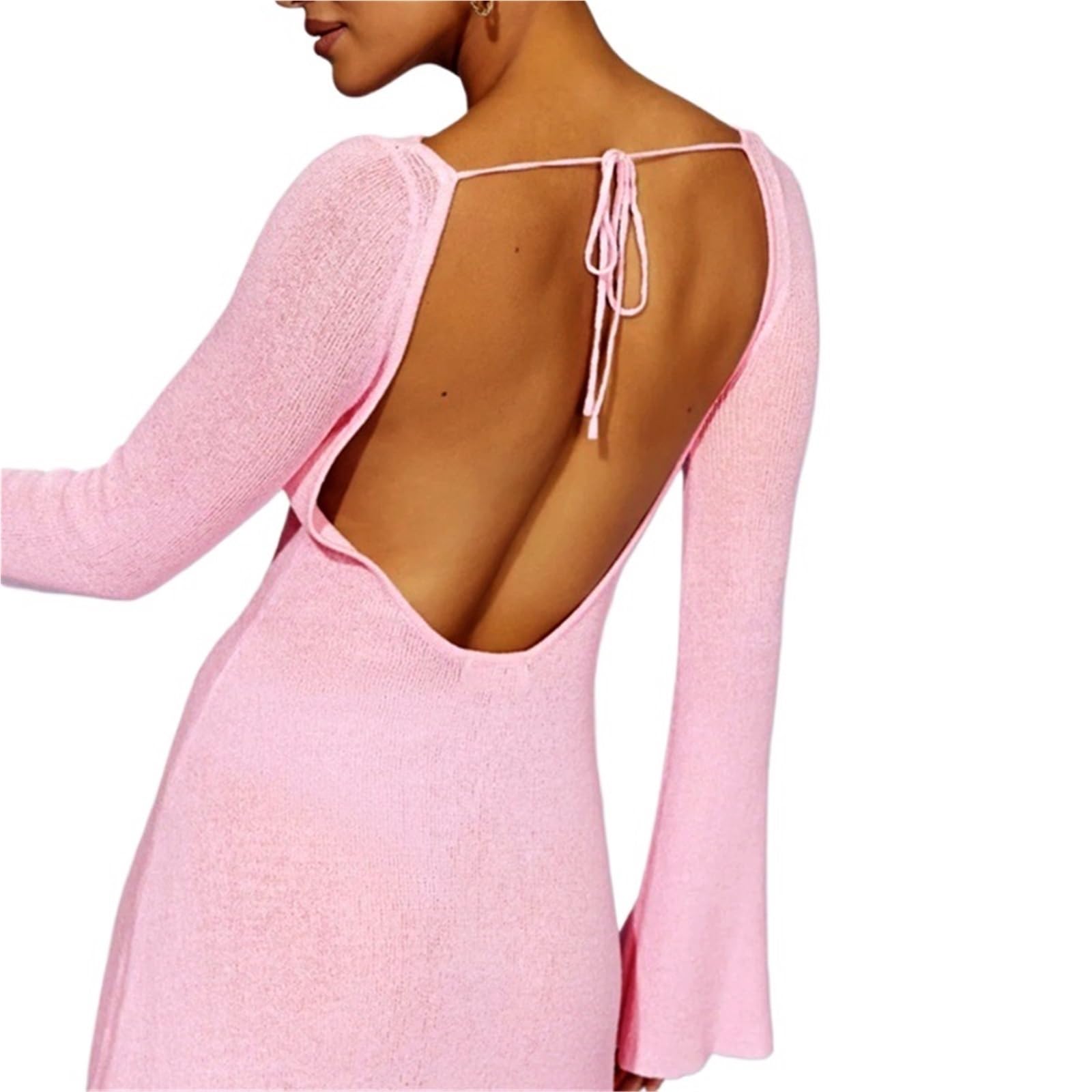 Cache Maillot De Bain Femme Plage Robe de Plage Sexy en Tricot for Bikini, Maillot de Bain, Tenue de Plage for Femme(Pink,XL)