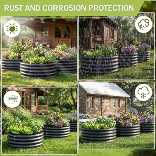 AHEONLAR 3PCS 2x2x2ft Galvanized Raised Garden Bed Kit Round Metal Flower Box Large Planter Raised Beds Outdoor Garden for Planting,Fruit,Herb Grey by AHEONLAR - Used condition - Image 8