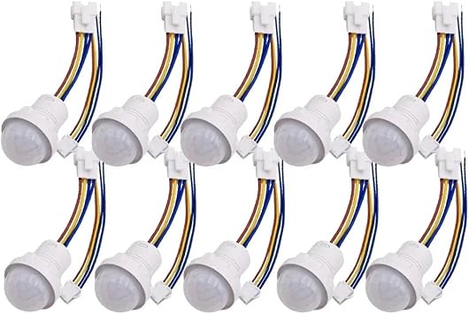 5/10pcs Pir Infrared Motion Automatic Light Sensor IR Detector Switch 12V 24V DC 110V 220V AC Human Body Induction Night Lamp10pcs 100-240VAC