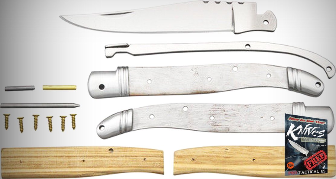 MI159 Limited Elite Knifemaking Kit (Makes 4.625" Folding Limited Elite Knife 4" Blade w/ Wood Handle) + free eBook by ProTactical'US