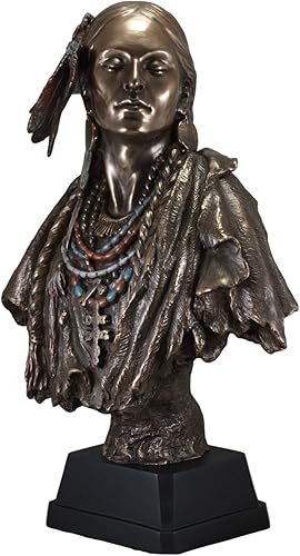 Miniatura 7 de Ebros Gift Juego de 2 estatuas tribales de 21 pulgadas de alto indio guerrero y princesa con tocado de plumas de águila con pedestales de exhibición