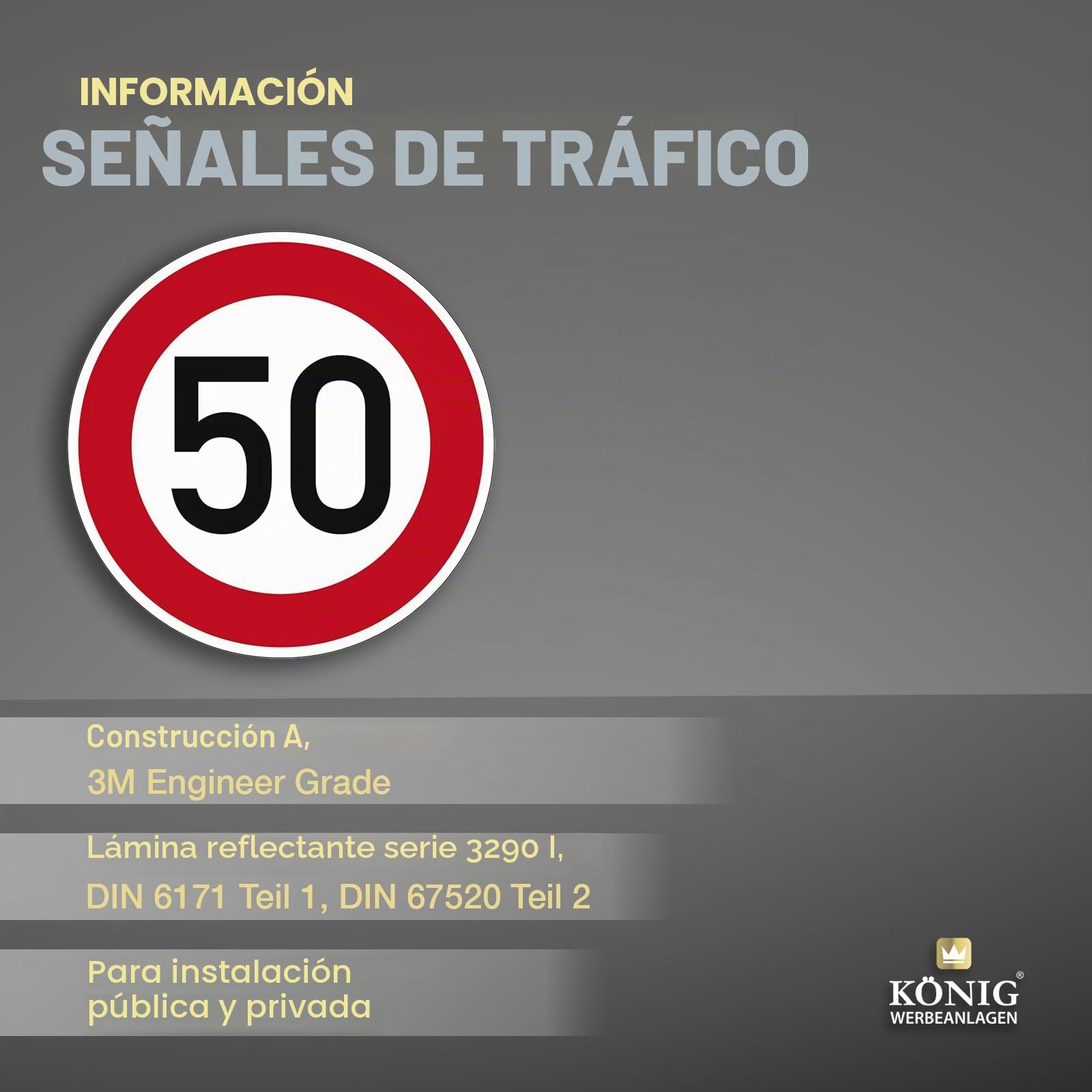Señal de tráfico Velocidad máxima permitida 50km/h | No. 274-50 | Ø 420 mm, aluminio 2 mm, RA1 | RAL | Señal de tráfico original | Dreifke®