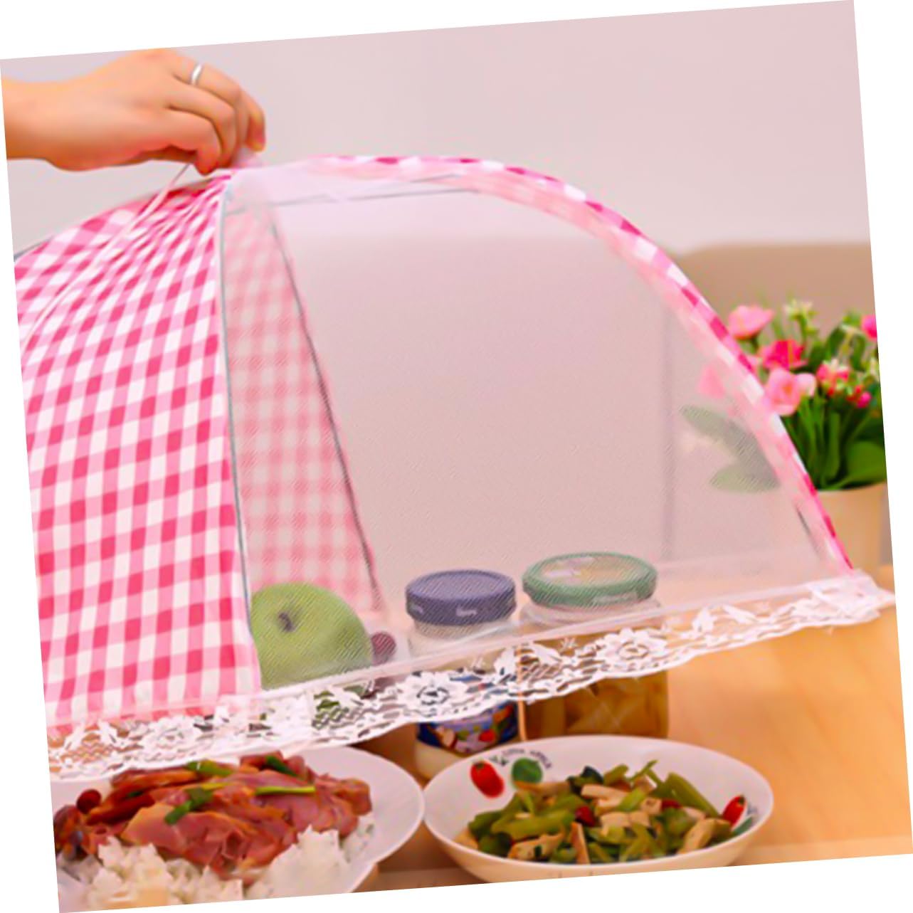 Foldable Cloth Food Cover 2Pcs Reusable Ventilated Kitchen Protector