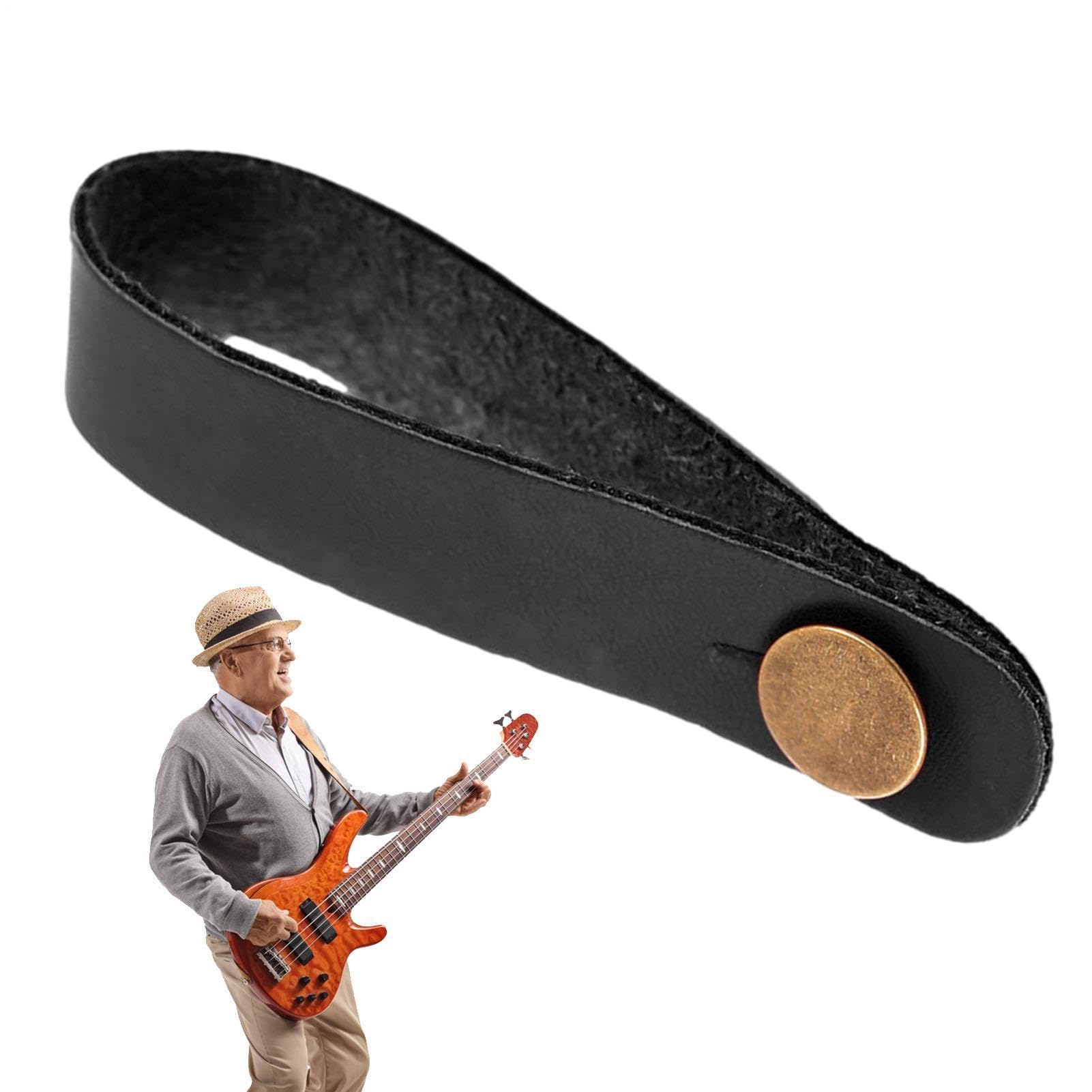 Correa para cabezal: bloqueo de amarre de guitarra de 19,5 cm, correas adaptadoras de cuello de cuero PU livianas para mandolina de bajo y ukelele folk acústico, envoltura de conector de botón