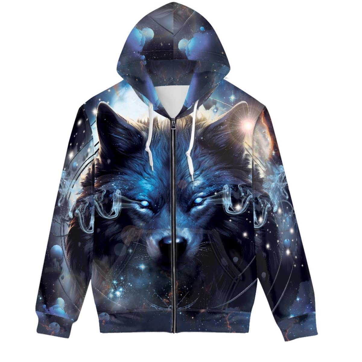 Men's 3D Graphic Print Full-Zip Mock Neck Sweatshirt Long Sleeve Lightweight Loose Fit Jackets