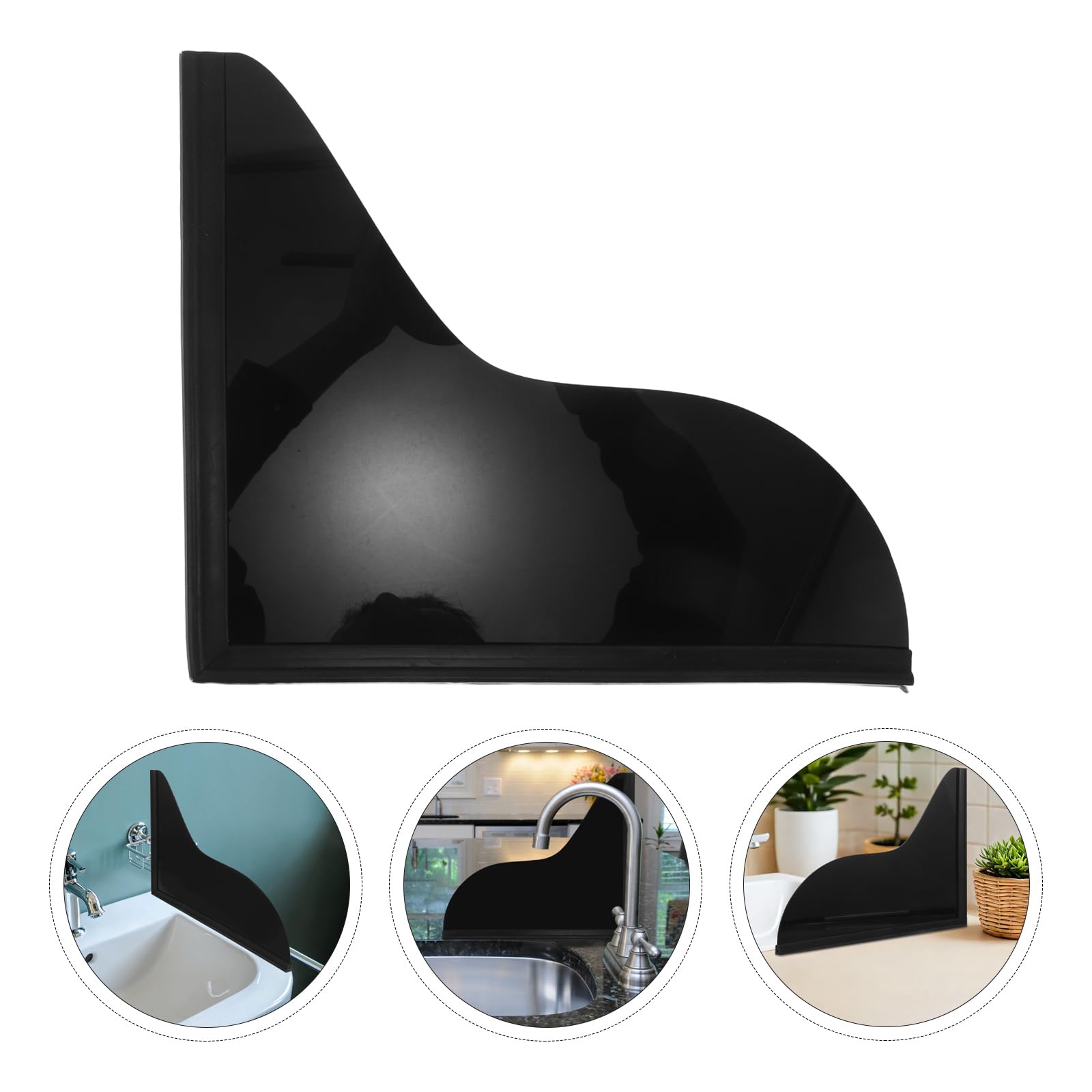 Levemolo 2 Pezzi Paraspruzzi Cucina in Acrilico Nero Protezione Antispruzzo e Antiscivolo per Lavello, Design Moderno per Bagno e Cucina