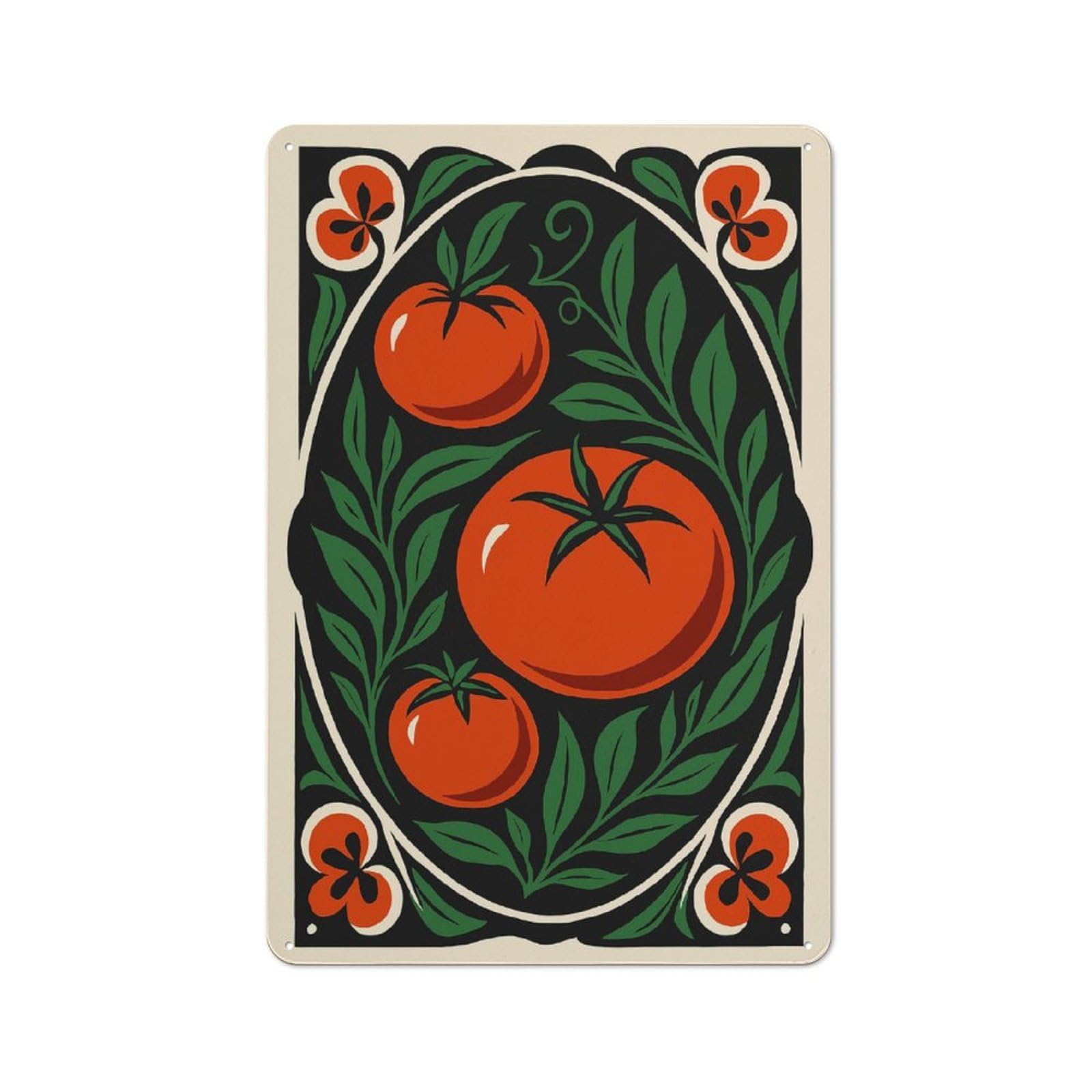 Junmoney Style-6 Tomato And Floral Art Nouveau Illustration Rustic Printed Metal Sign 30X20cm For Garage Or Workshop, For Garage, Workshop And Man Cave Decoration