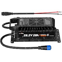 LiTime 24V 29.2V 20A Lithium Battery Charger, IP67 Waterproof 24V LiFePO4 Battery Charger with Battery Activation, Smart 3-Stage AC-DC Charger for RV, Marine, Trolling Motor & Off-Grid