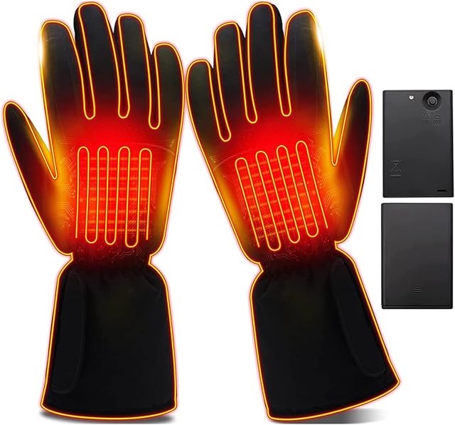 Electric Heated Gloves, Portable Battery Powered Heated Gloves for Men Women, Windproof Touchscreen Hand Warmer Gloves for Hiking Cycling Outdoor Sports (Black)