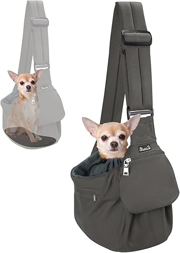 Miniatura 8 de SlowTon Transportador para perros  Soporte de parte inferior dura para perros pequeños con correa acolchada ajustable, bolso para perros para