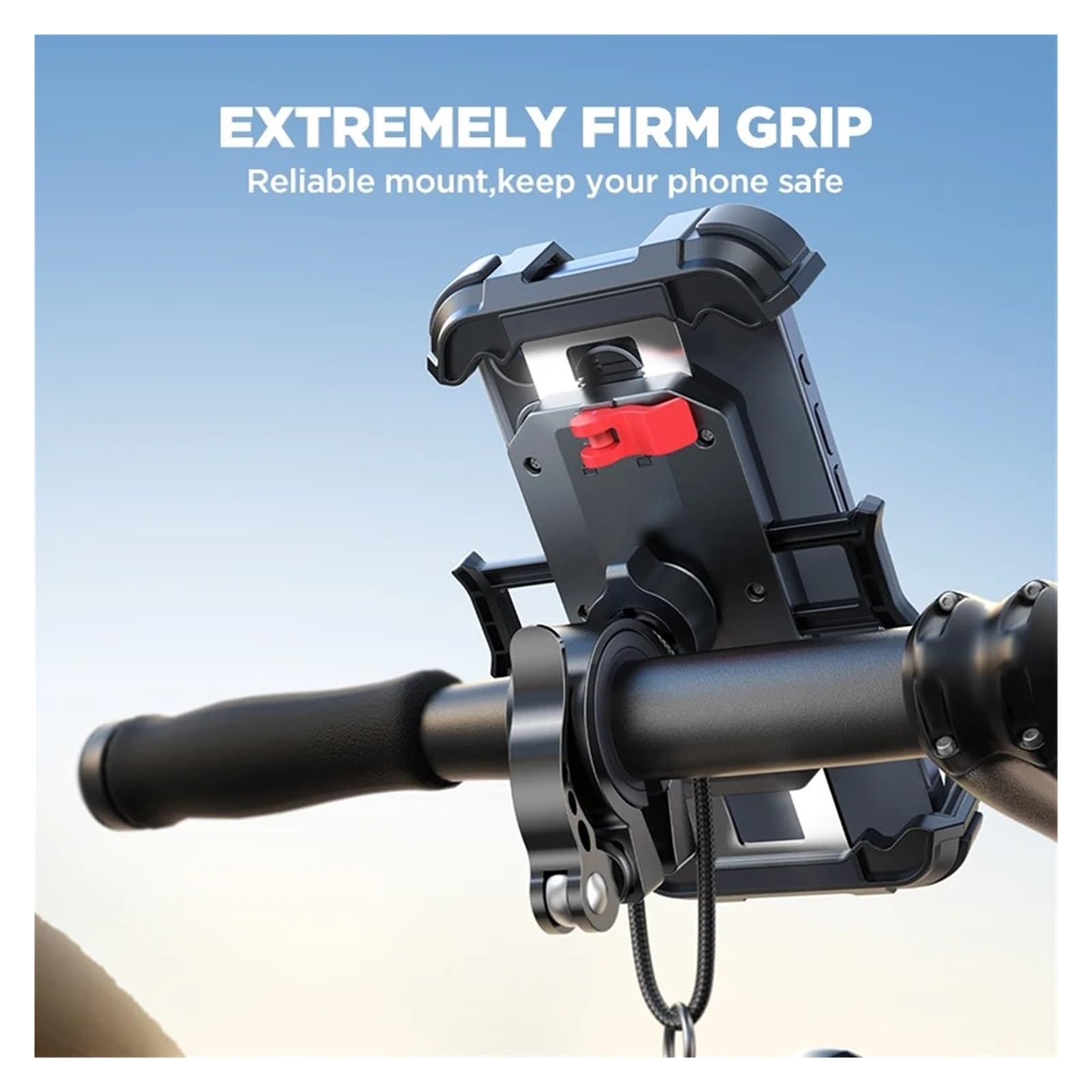 Support GPS Moto Support Téléphone pour Vélo 4,7 À Pouces Nouvelle Tige Direction en Métal Améliorée 1s Verrouillage Automatique Fixation Guidon Moto