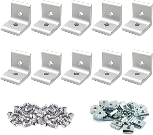 Miniatura 1 de FORRCKY 10Sets 10 Series Conector de extrusión 1010 Perfil de extrusión de aluminio Soportes de esquina con 10 piezas 1010 Serie 1 Aluminio extruido