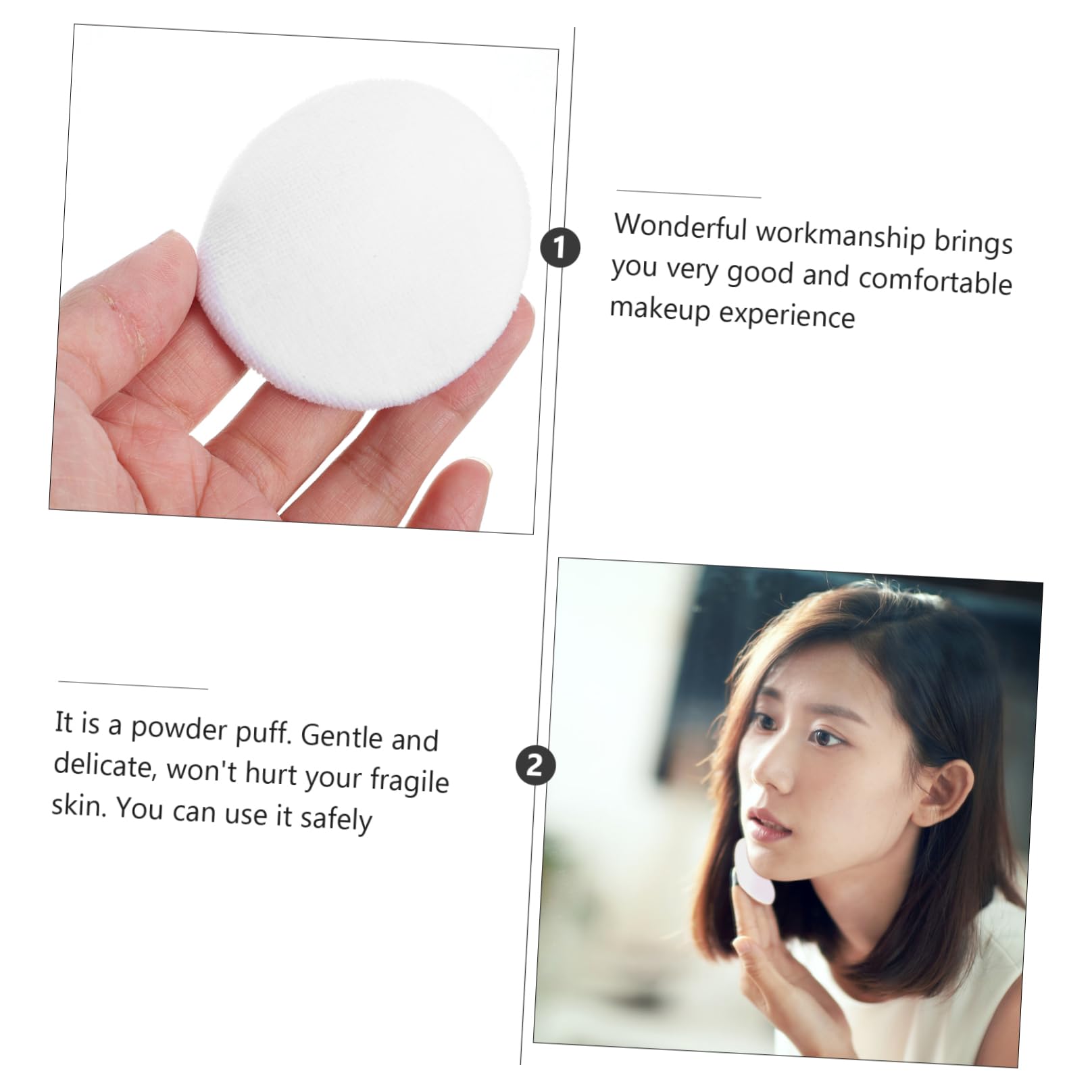 WOFASHPURET 10pcs Cotton Powder for Makeup Application Soft Face Powder Puff for Even Finish Compact and Portable and Foundation Bag