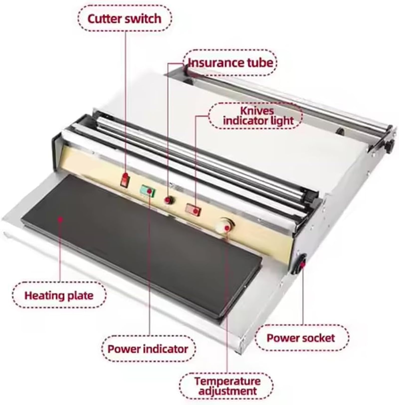 Impacchettatrice di film plastico commerciale, dispenser elettrico di pellicola per alimenti da 300 W con spie, temperatura regolabile e larghezza del film 450 mm/pellicola di riscaldamento efficiente