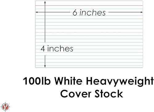 Miniatura 5 de Fichas de índice con rayas, en 100 libras de peso pesado con cubierta blanca gruesa. "100 por paquete" (4 x 6)
