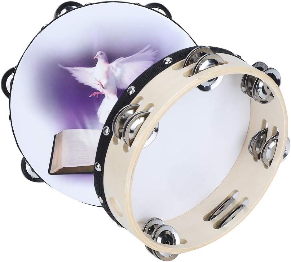 Double Row Metal Jingle Tambourine - Handheld Percussion Instrument, Perfect for Party and Musical Events (a)