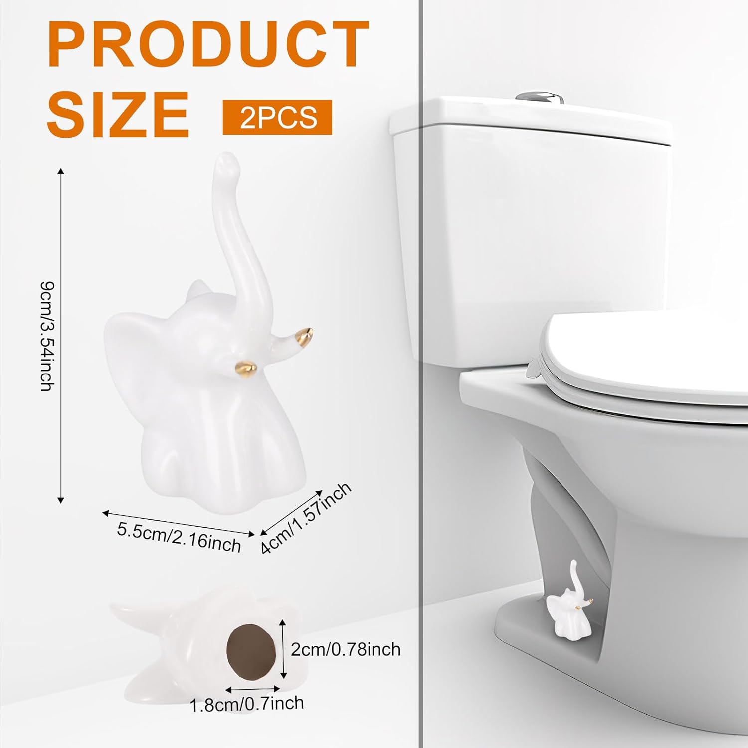 2pcs Toilet Floor Bolt Caps, Toilet Bolt Elephant Knob Cover, Toilet Seat Bowl Covers Ceramic Bottom Toilet Bolt Toilet Screw Covers Caps, Decorative Easy installation Set for Bathroom Decor