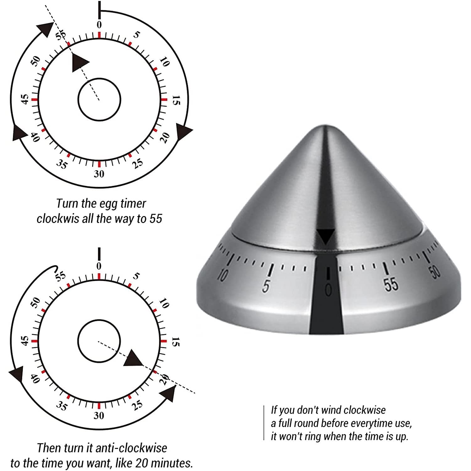 Apple Shaped Kitchen Timer - Mechanical Alarm -6 Apple Shaped Kitchen Timer - Mechanical Alarm -6
