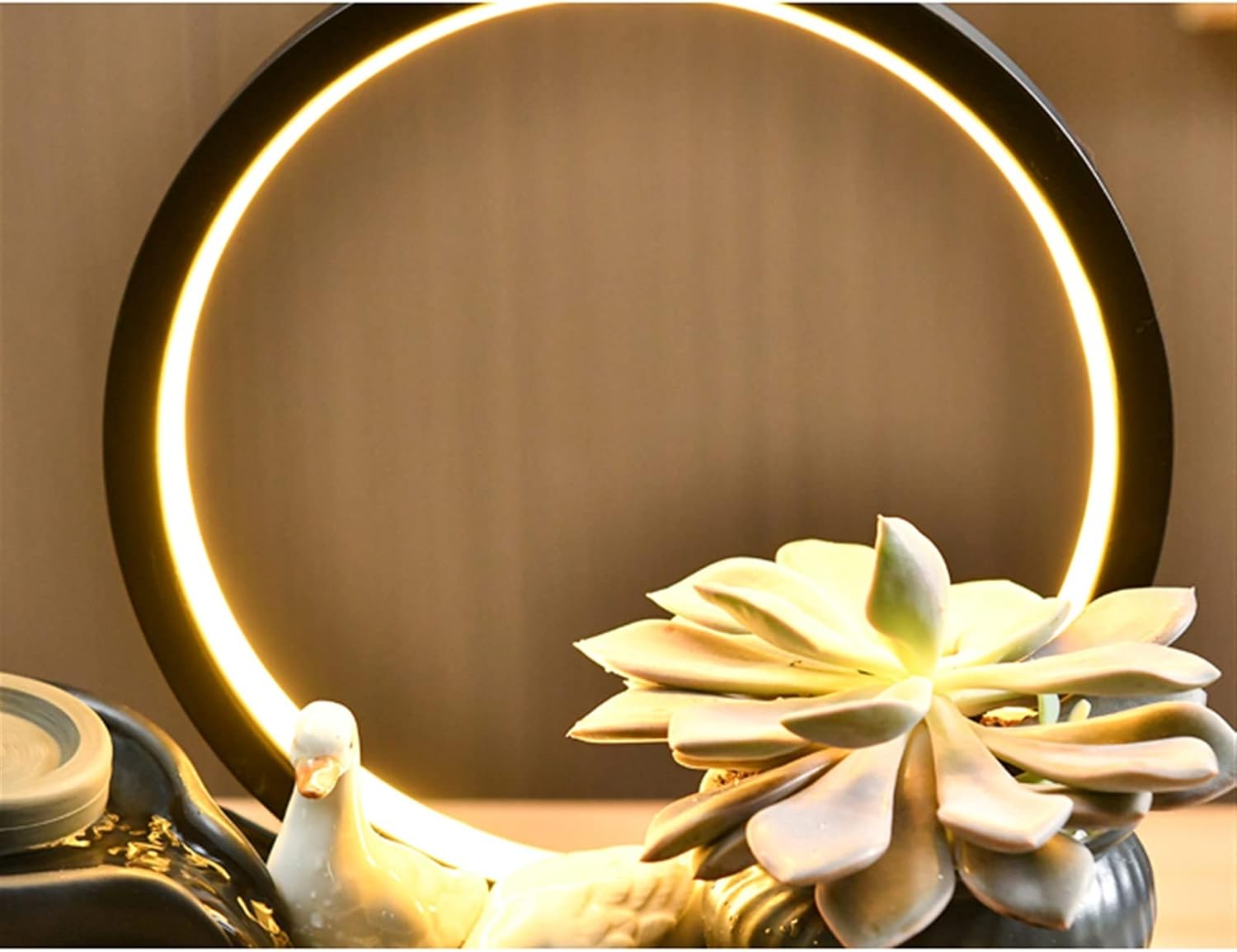 Fountain Tabletop Indoor Tabletop Fountains Indoor Tabletop Zen Fountain with LED Light Living Room Desktop Chinese Lucky Fountain for Living Room Office Decoration Meditation Fountain