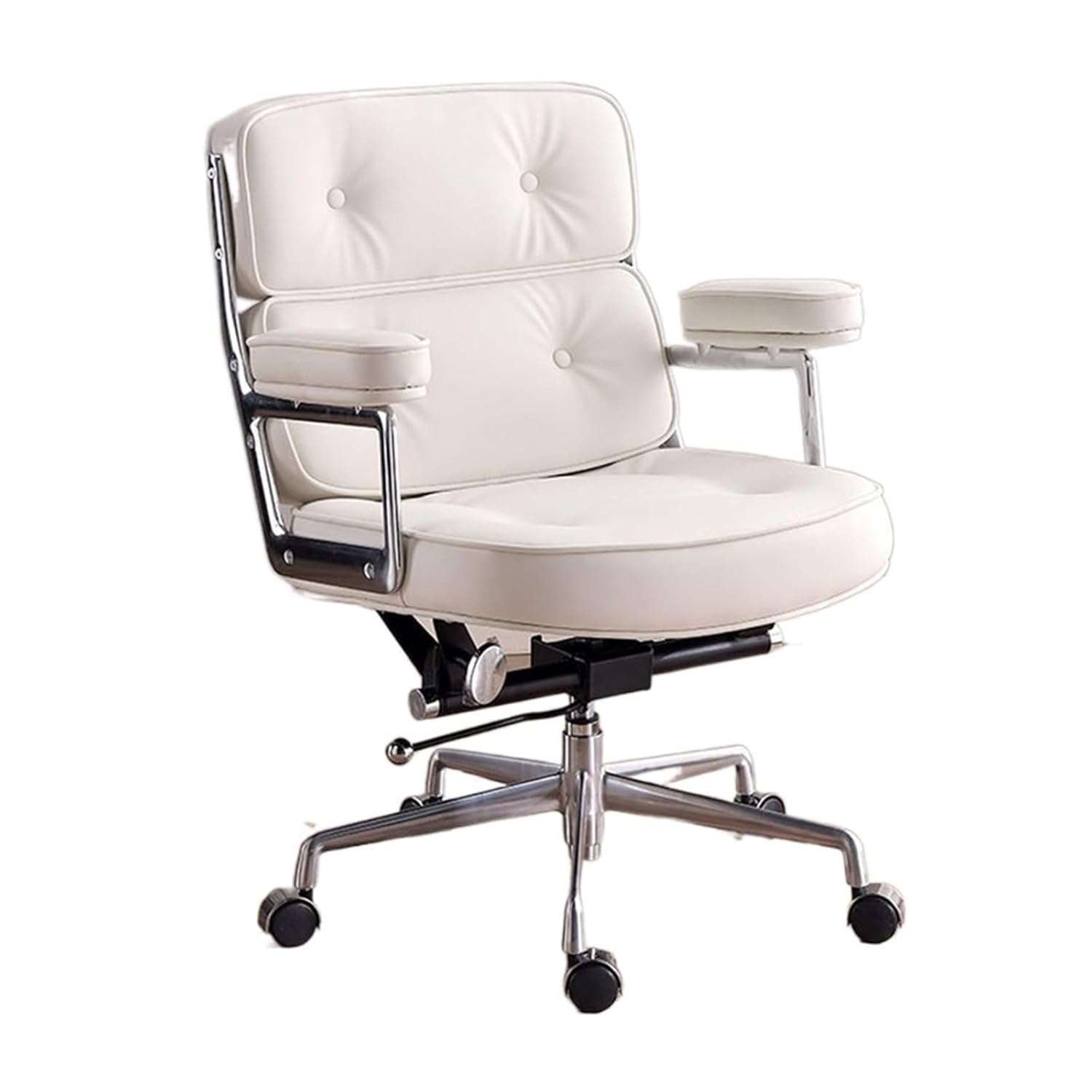 Cowhide Office Chair Comfortable Computer Stool Furniture Lifting and Lowering Rotate Aluminum Alloy Feet E