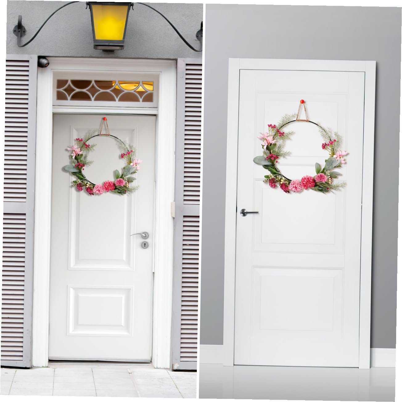 Artificial Floral Wreath, Hanging Faux Flowers Wreath for Christmas Wedding Wall Front Door Window Decor