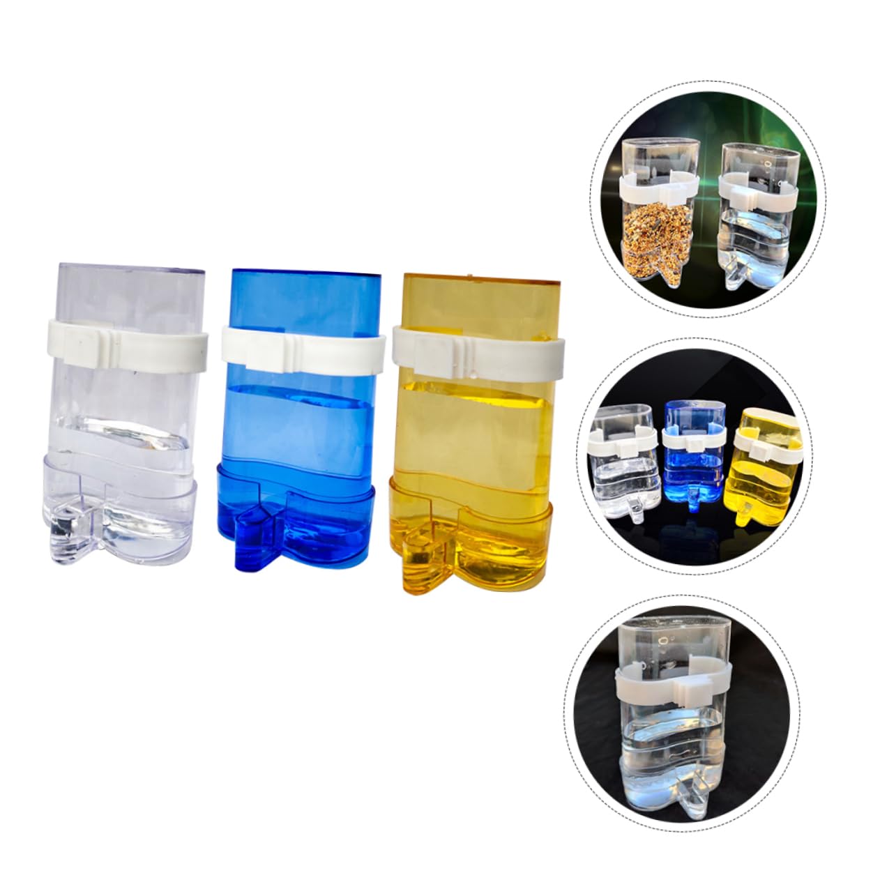 HEMOTON Alimentatore Automatico per Pappagalli in Plastica Blu da Interno ed Esterno, Mangiatoia 12 Pezzi per Uccelli Domestici