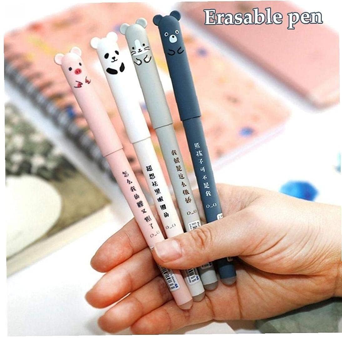 4 Stylos à Bille Effaçables Encre Bleue - Stylo Friction - Pour école, Bureau Ou Cadeau