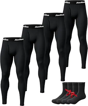Mens Thermal Underwear Pants Long Johns Fleece Lined Warm Base Legging Layer Bottoms Cold Weather Clothing Gear