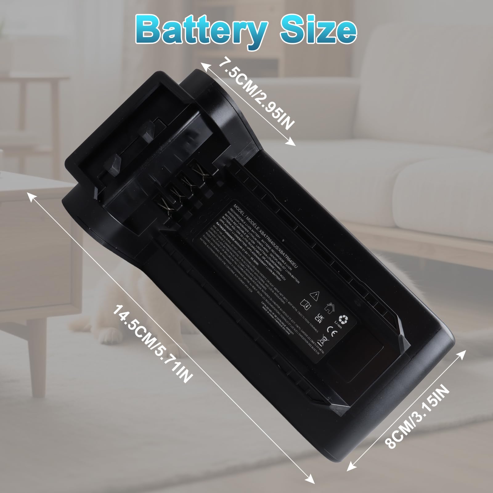 4600mAh 21.6V XBATR640EU Batteria di Ricambio Compatibile con Aspirapolvere Shark IP1251 IP1250 IP1255 IP1251C IP1220 IP1220C IP3251 IP3251C IP3225 IP3124 IP3252 (XBATR640EU)