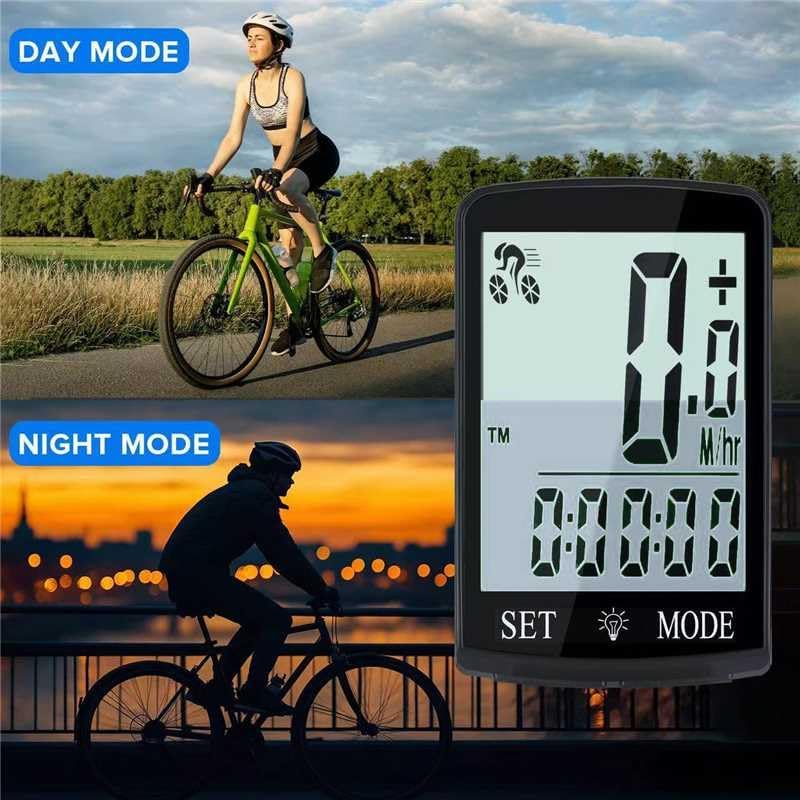 Miniatura 3 de Computadora de bicicleta y odómetro inalámbrico Big Secrren 3.3IN MPH KMH Velocímetro de bicicleta con despertador automático Ciclismo Old School