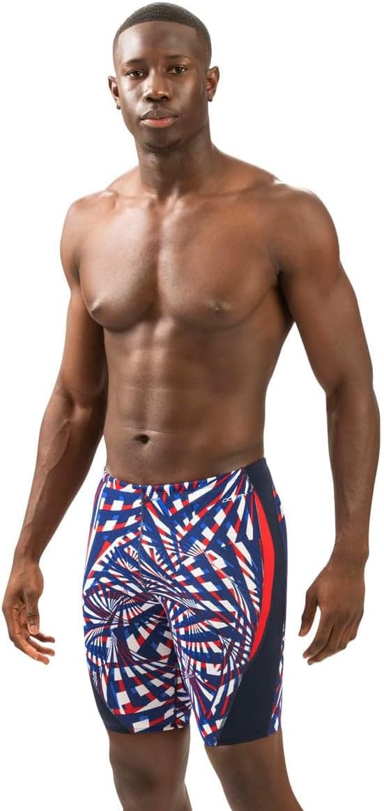 Dolfin Men's Print Color Block Jammer - Atomic Atomic Red White Blue 28