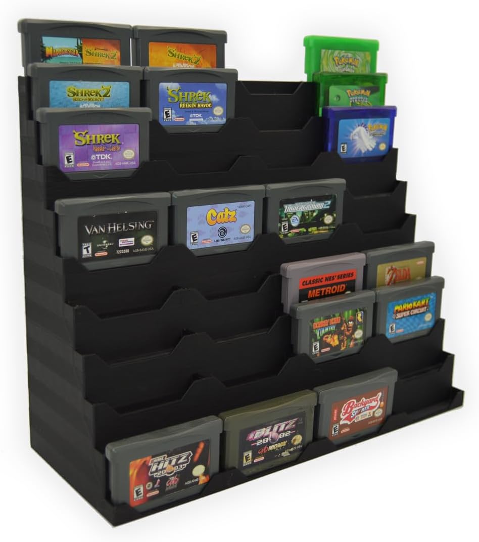 R2D3 Display Stand Compatible with Game Boy Advance Games – High Capacity Storage Holder (Holds 40 Games) – 3D Printed Organizer for GBA Cartridges & Collection Showcase