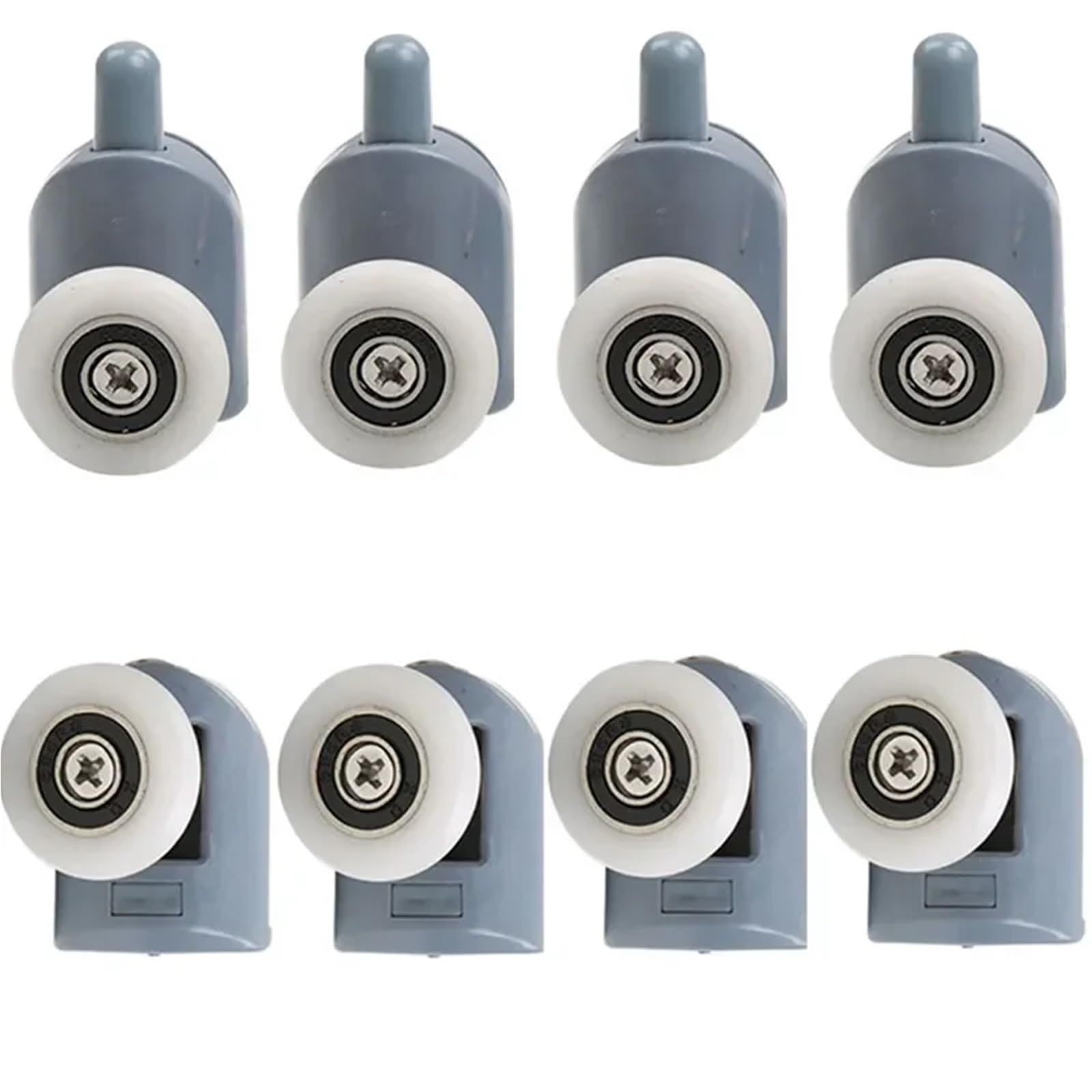 Rodillos para puertas de ducha Juego De 4 A 8 Poleas For Cabinas Ducha, Rodillos, Guías, Ruedas Y 20, 22, 23, 25 27 Mm Diámetro(4 upper 4pcs lower,25MM_6MM)