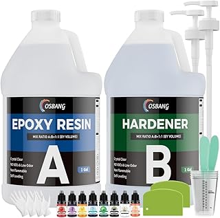 Epoxy Resin 2 Gal, Clear Casting Kit for DIY Craft & Beginners, Crystal Clear Epoxy Resin for Casting, Coating, Jewelry Making & DIY, Hard Type No Bubble Non-Yellowing Deep Pour Resin(1 Gal×2)
