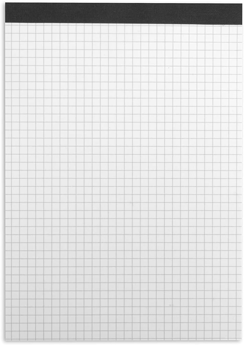 Landre 100050636 Notepad Without Cover DIN A5 (50 Sheets of 60 g/m² Squared, Fine Wood-Free Note Paper, Grey Spine-Lined, Perforated) Pack of 10