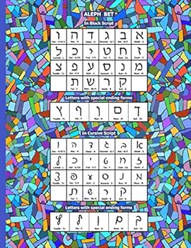 Aleph Bet : Blue Mosaic A4 Hebrew Notebook with Hebrew Alphabet Table on Back (large, 8. 5x11 Inch), Lined Interior, Wide Ruled Paper with Ivrit-Specific Right Margin, Perfect Bound Soft Back