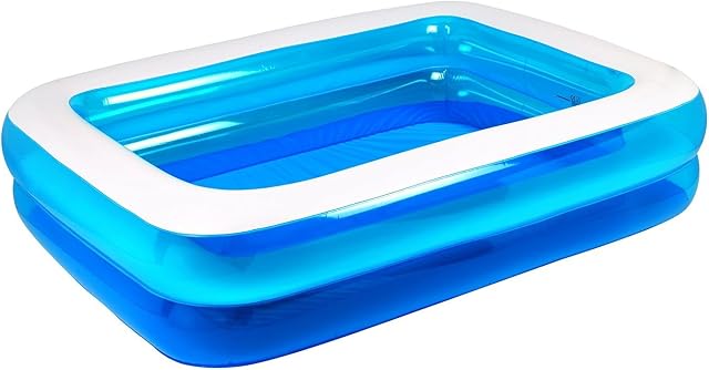 Invero® Medium 440 Litres Garden Outdoor Rectangular Inflatable Family Size Paddling Swimming Pool Ideal for all Kids Childrens and Adults - (W200 x D150 x H50 cm)