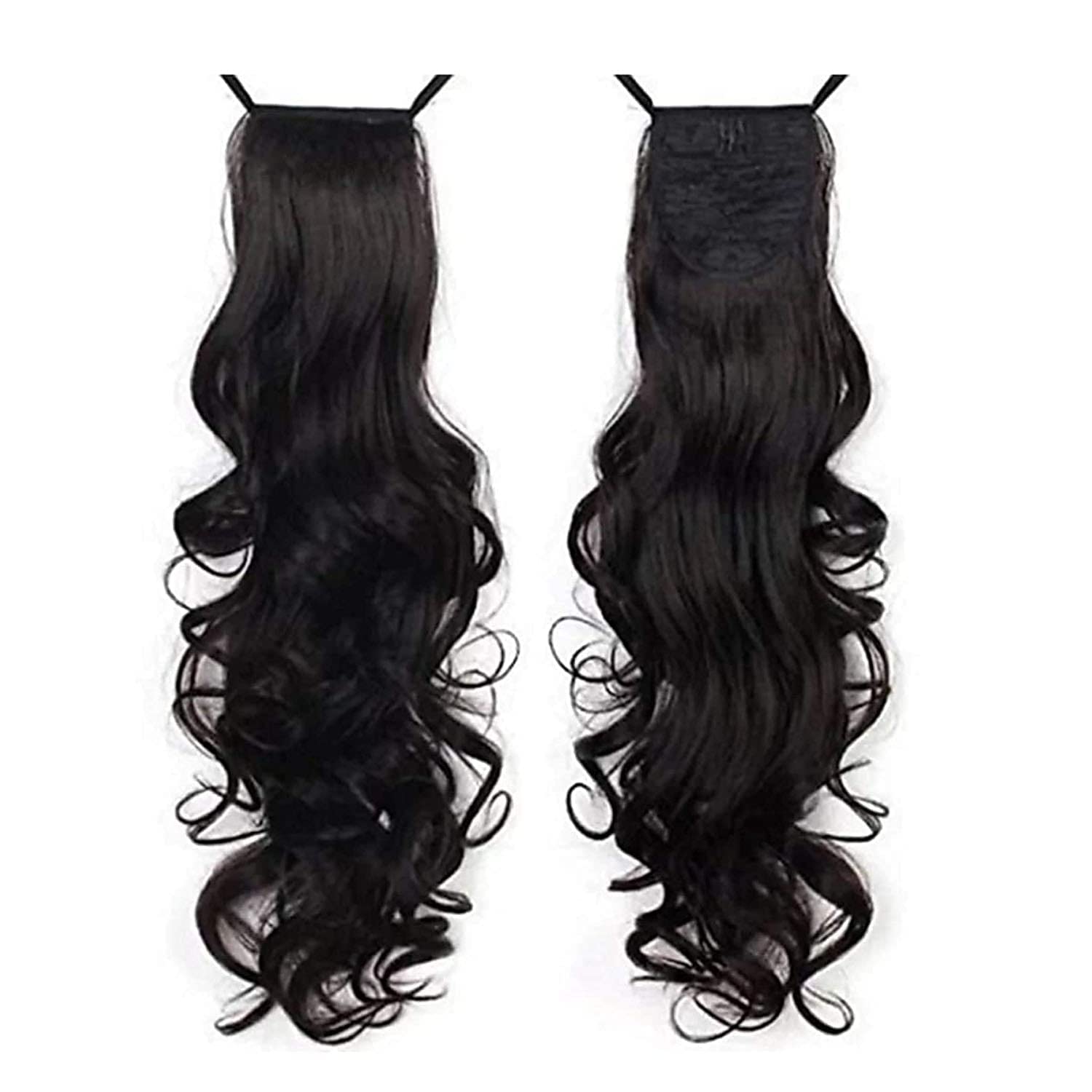 Imported Curly Ponytail Hair Extension with Ribbon | Synthetic Clip-On Ponytail for Women & Girls | Natural Look Instant Hairstyle | Party (Black)-image-35