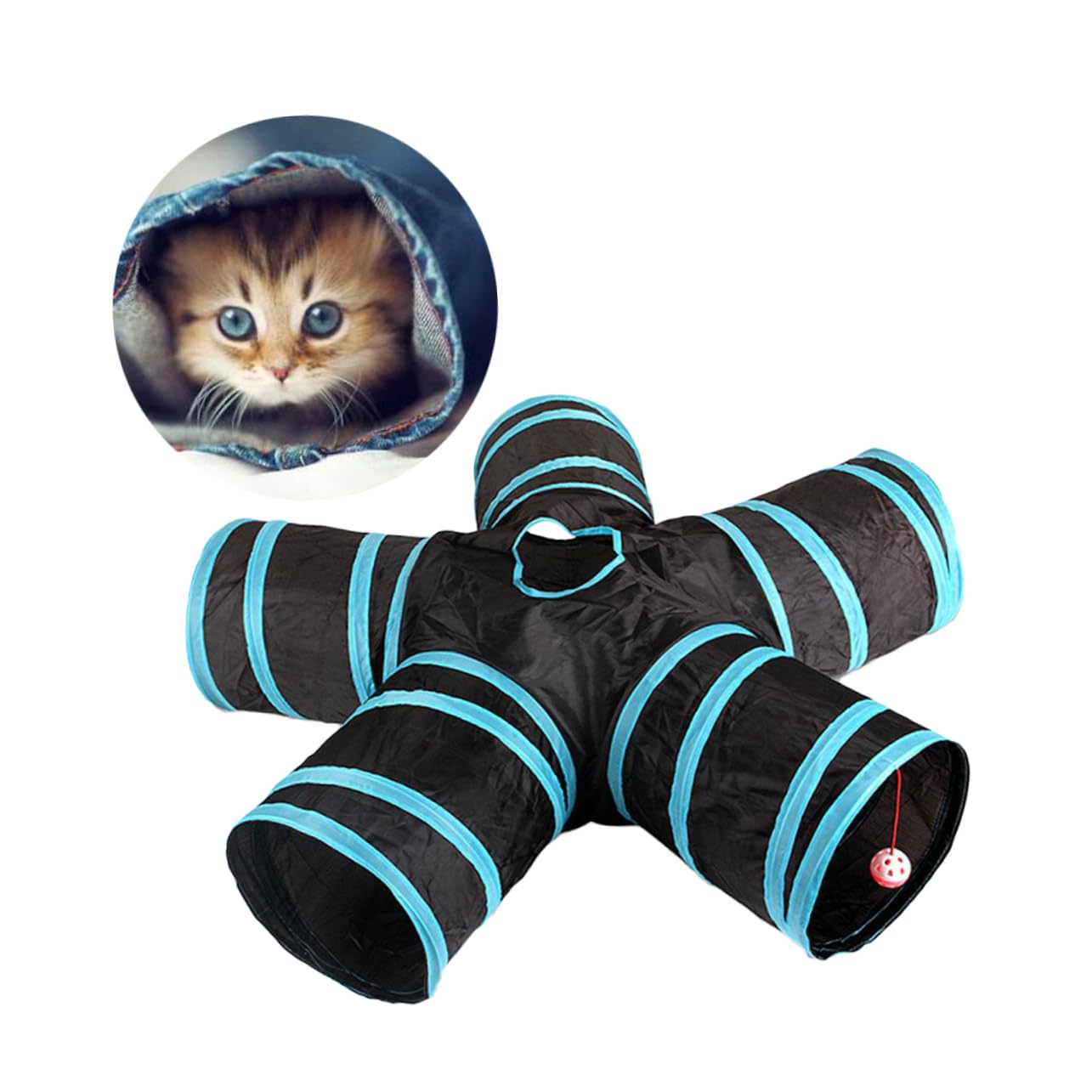 FRCOLOR 3 Piezas de Tubos de hámster Plumas para Juguetes para Gatos, Juguetes para Perros pequeños, Juego de Animales, Juguetes para Perros, Juguetes para Mascotas, túnel Plegable de 5 vías, túnel