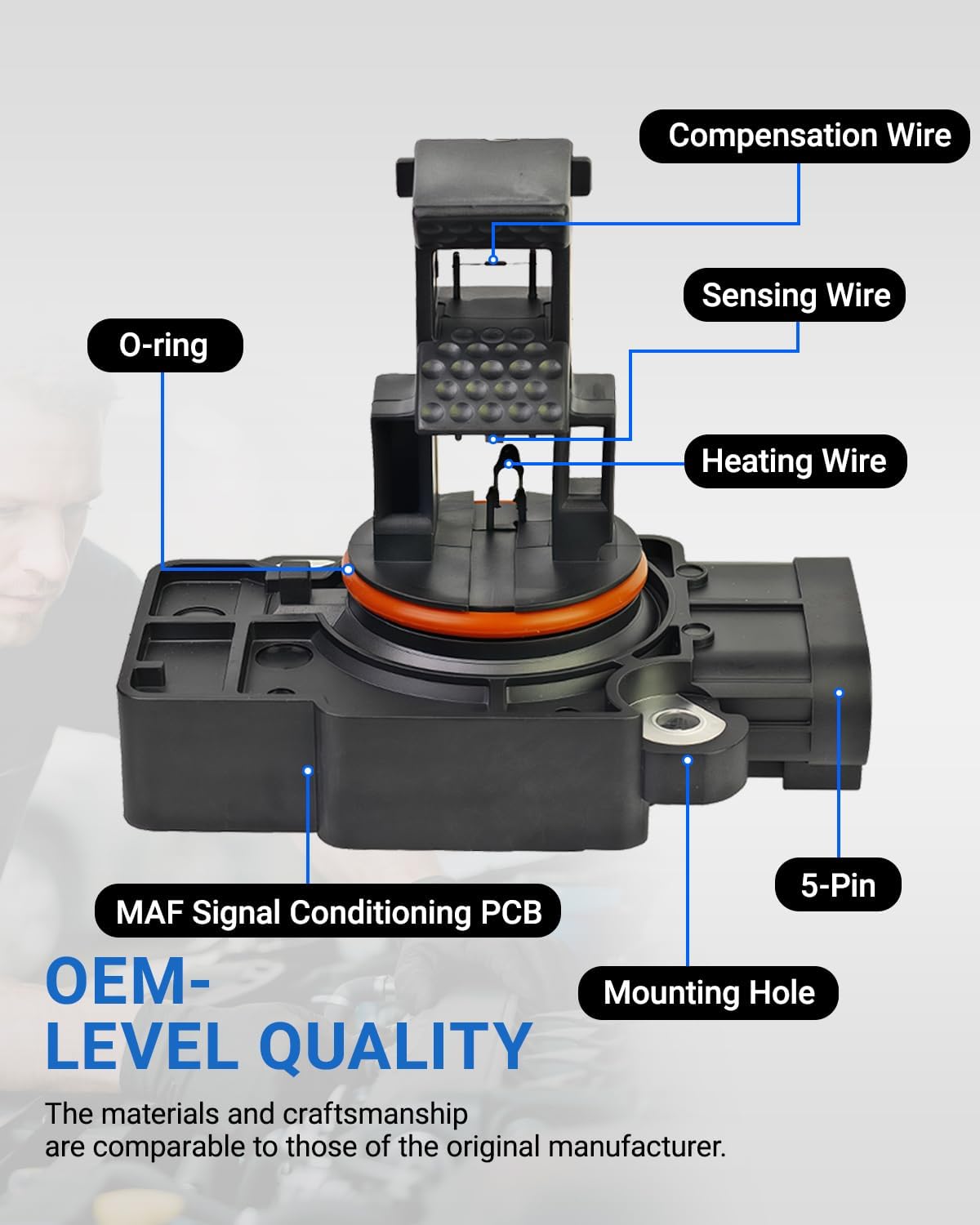 Mass Air Flow Sensor MAF Sensor Compatible for Chevy Silverado 1500 2500HD Tahoe Suburban 1500 2500 Avalanche, GMC Sierra 1500 2500HD Yukon XL 1500 2500, Escalade CTS Replaces 10393948