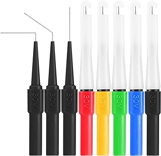 DKARDU Back Probe Wire Piercing Probe Power Probe Pins kit for Multimeter Test Leads, 8PCS 0.7mm Insulation Wire Piercing Probes & Back Probe, with 4mm Banana Jack for Car Repairing Diagnostic