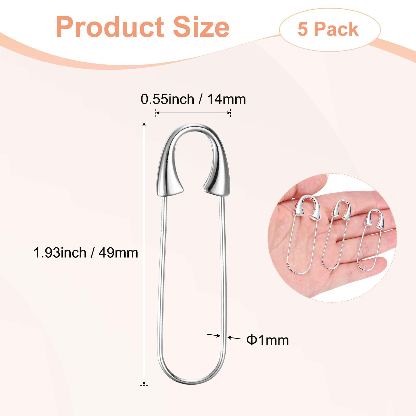 M METERXITY 5-Pack Large Safety Pin - Image 3