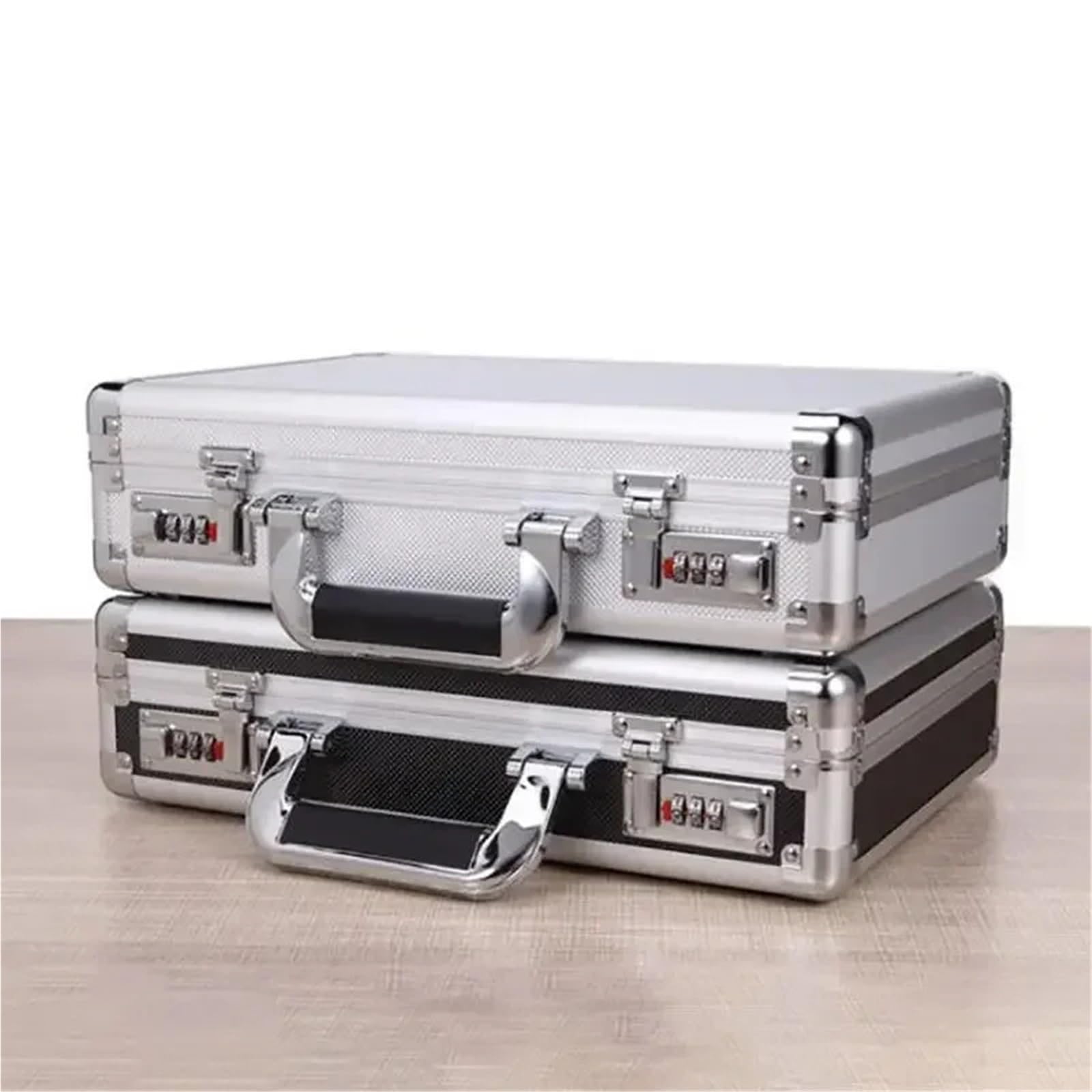 Maletín De Aluminio Para Herramientas Estuche rígido de aluminio, caja herramientas for contraseñas, maletín negro/plateado, transporte Metal, organizador Equiment(Silver)