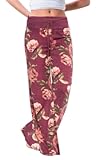 Women's Comfy Casual Pajama Pants Floral Print Drawstring Palazzo Lounge Pants Wide Leg
